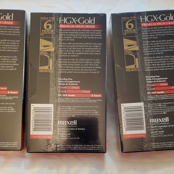 Lot Of 5 Maxell HGX-Gold Video VHS Tapes T-120 Brand New Sealed - Picture 5 of 6